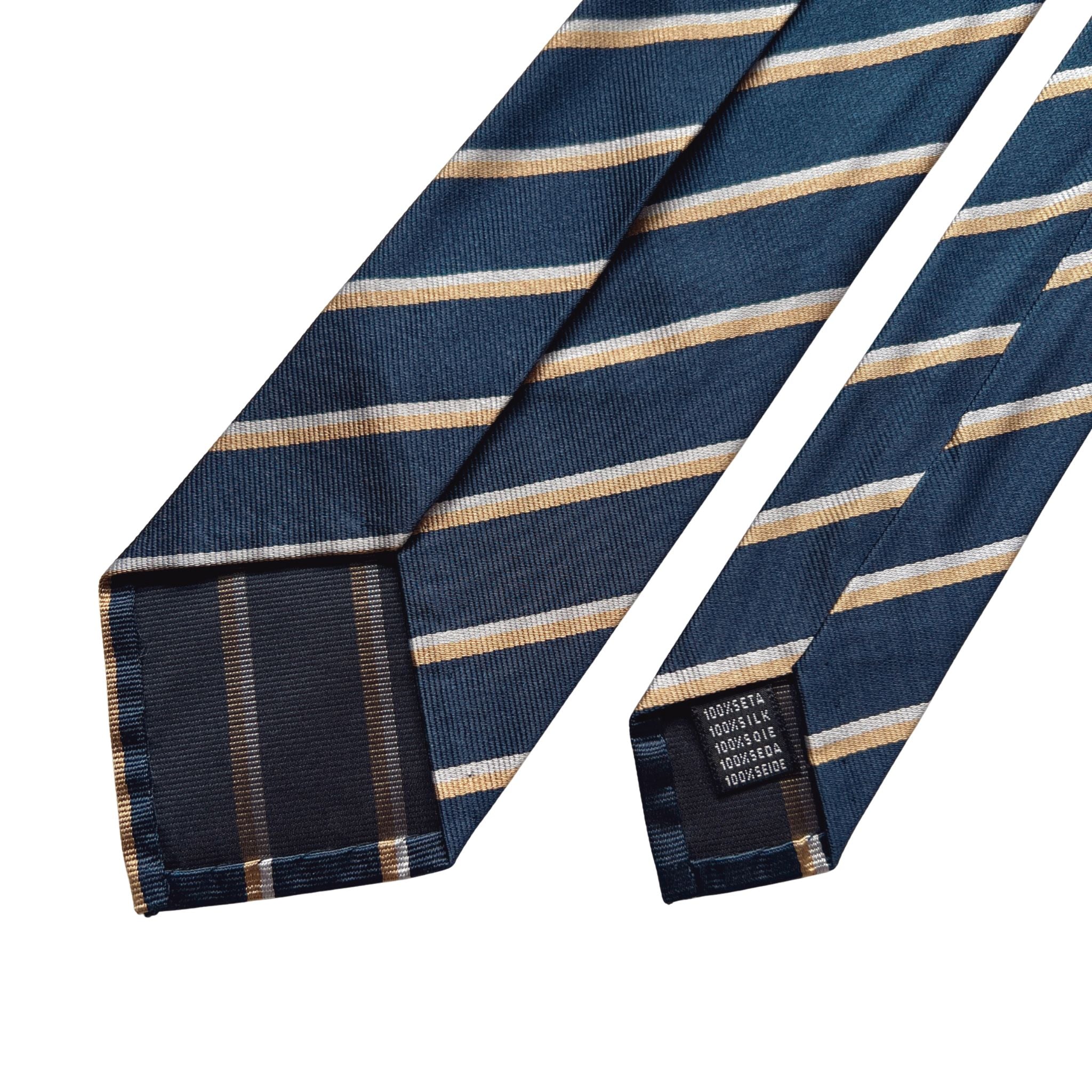 セッテピエゲ レジメンタルタイ ネイビー×ベージュ×グレー135