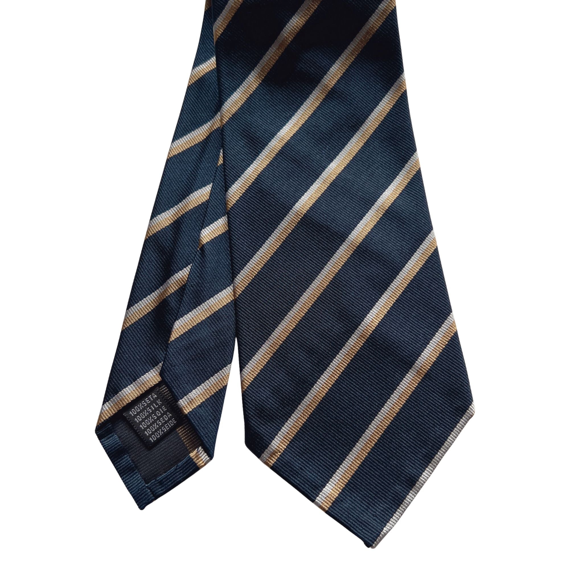 セッテピエゲ レジメンタルタイ ネイビー×ベージュ×グレー135