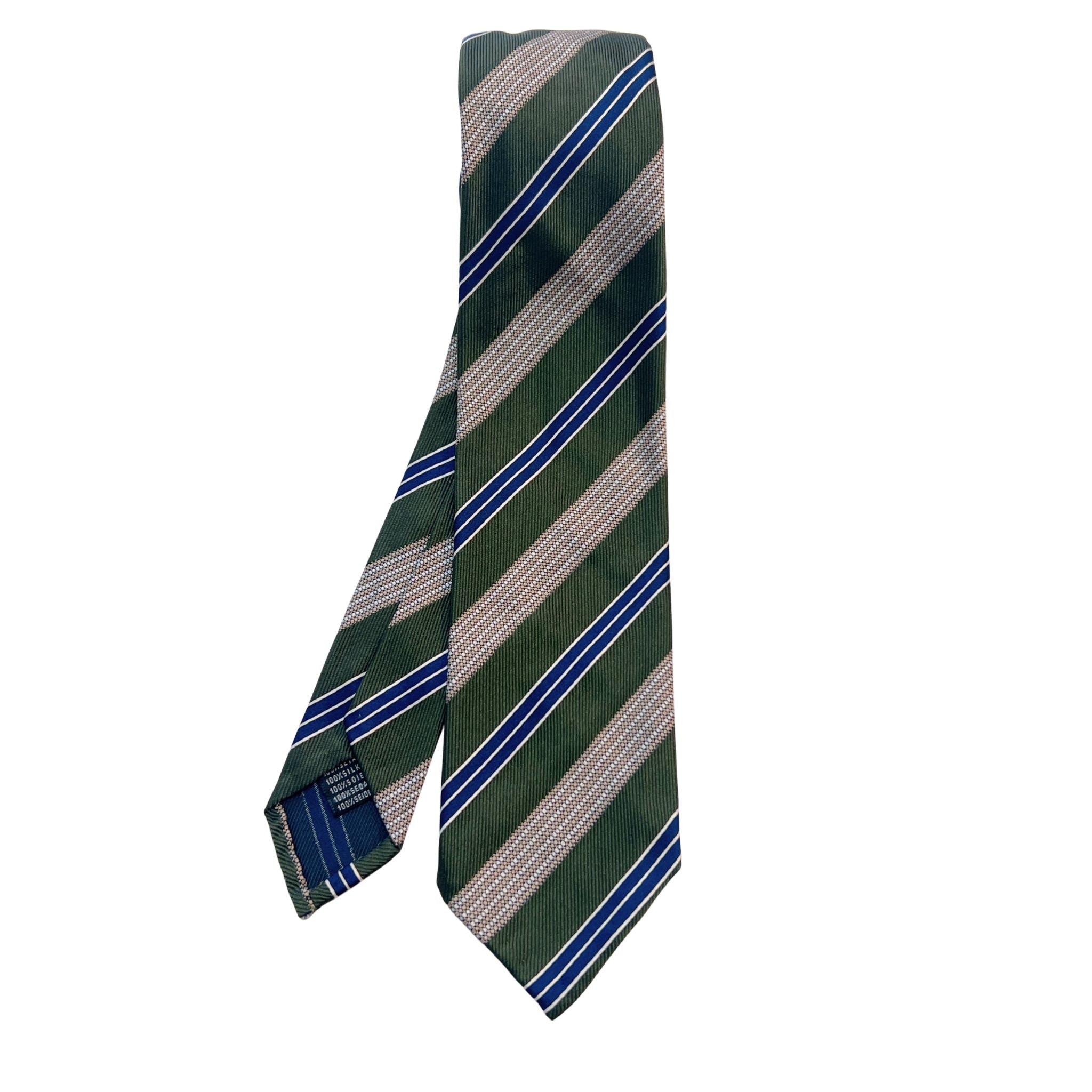 セッテピエゲ ストライプタイ グリーン×ベージュ130