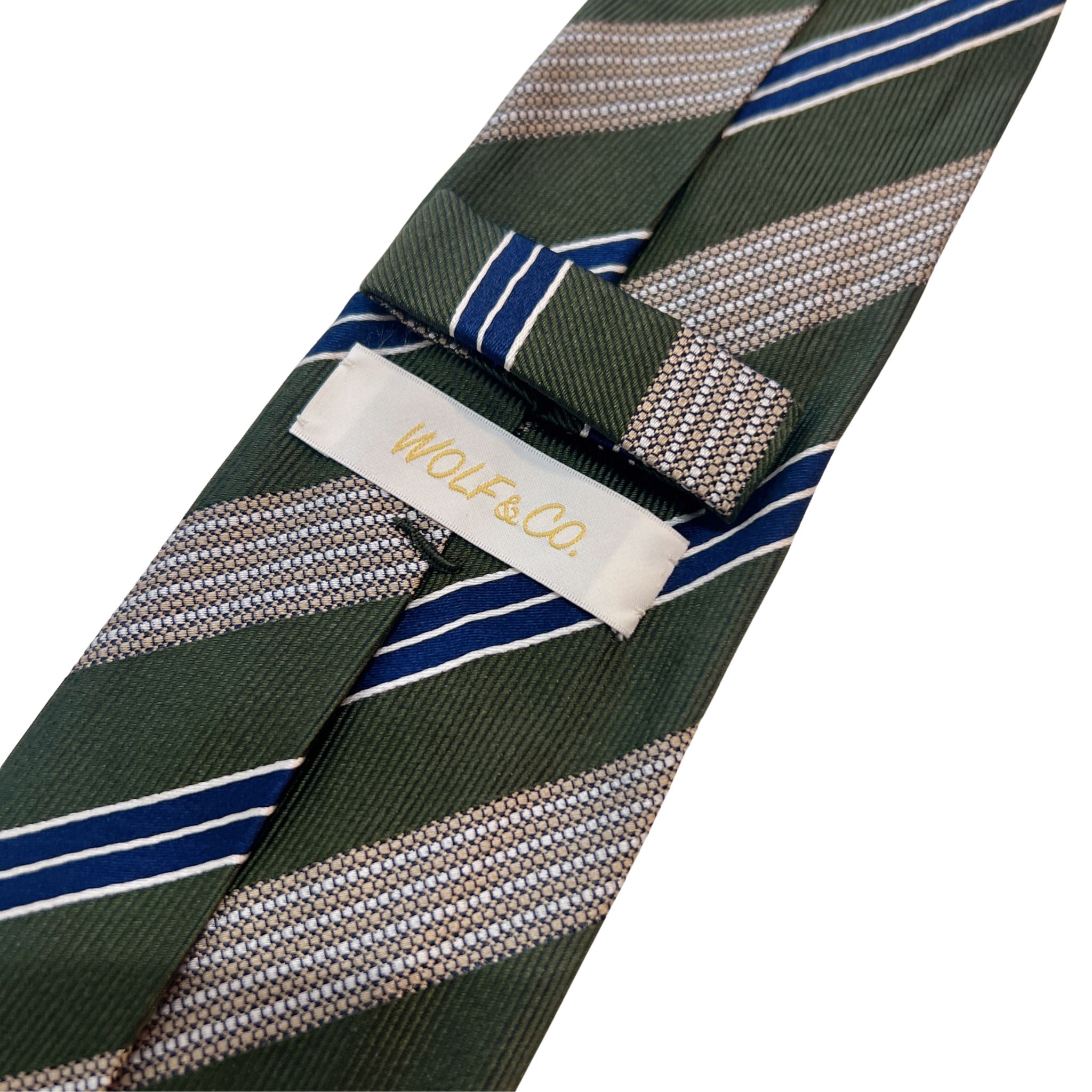 セッテピエゲ ストライプタイ グリーン×ベージュ130