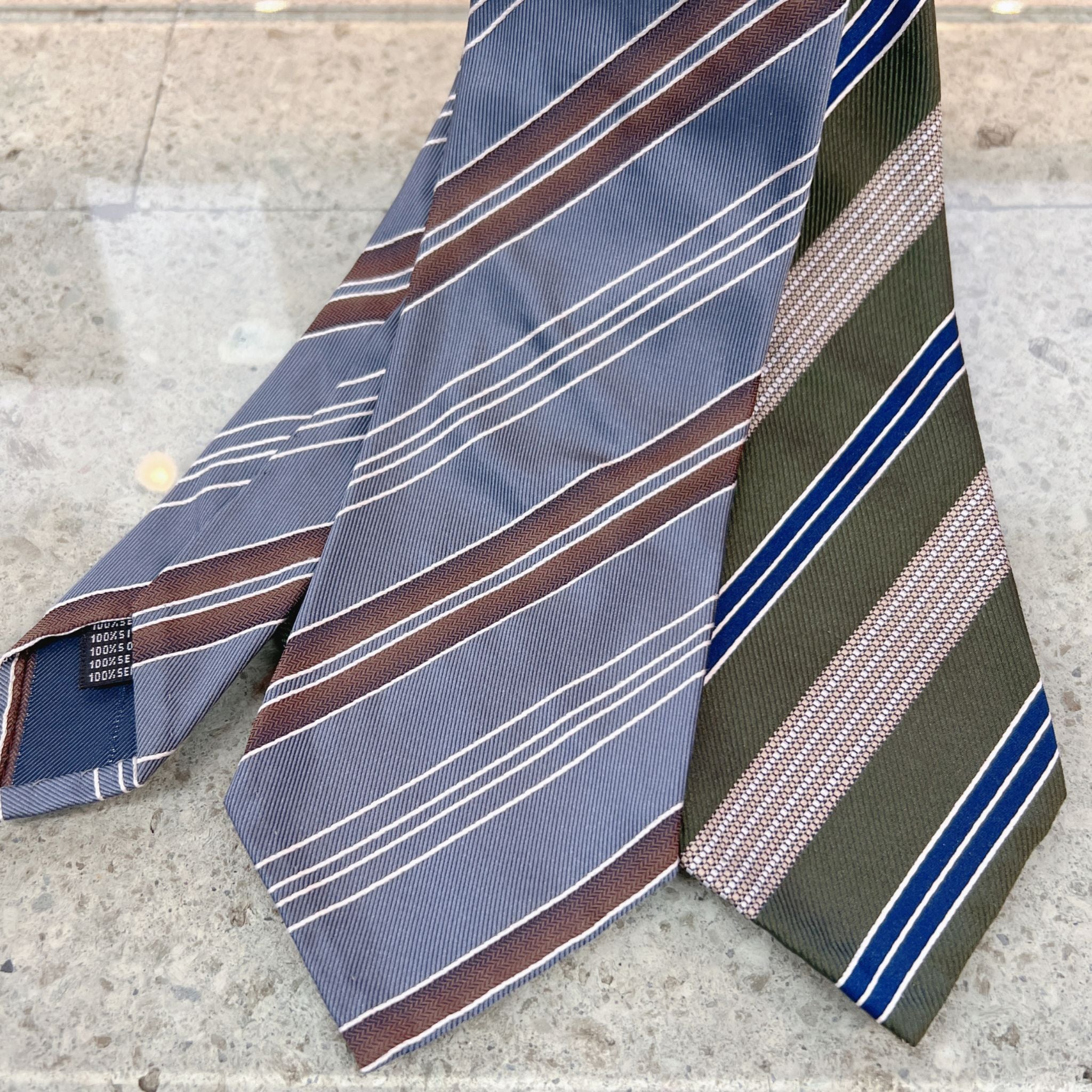 セッテピエゲ ストライプタイ グリーン×ベージュ130