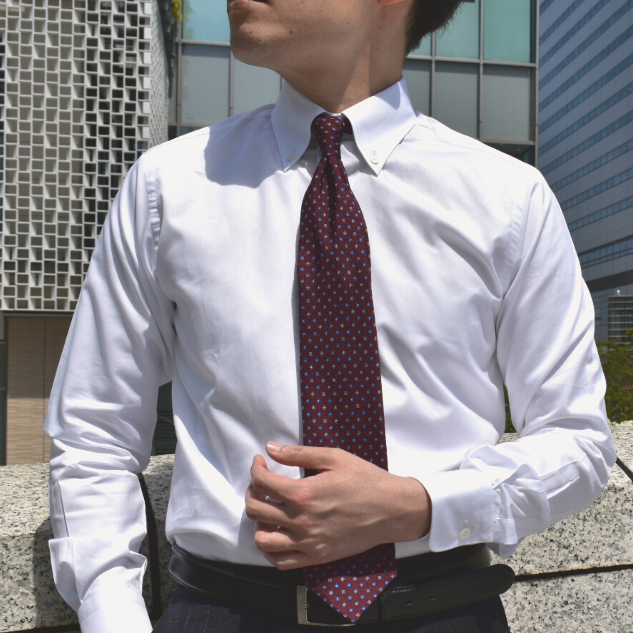 ボタンダウン/ホワイトブロード