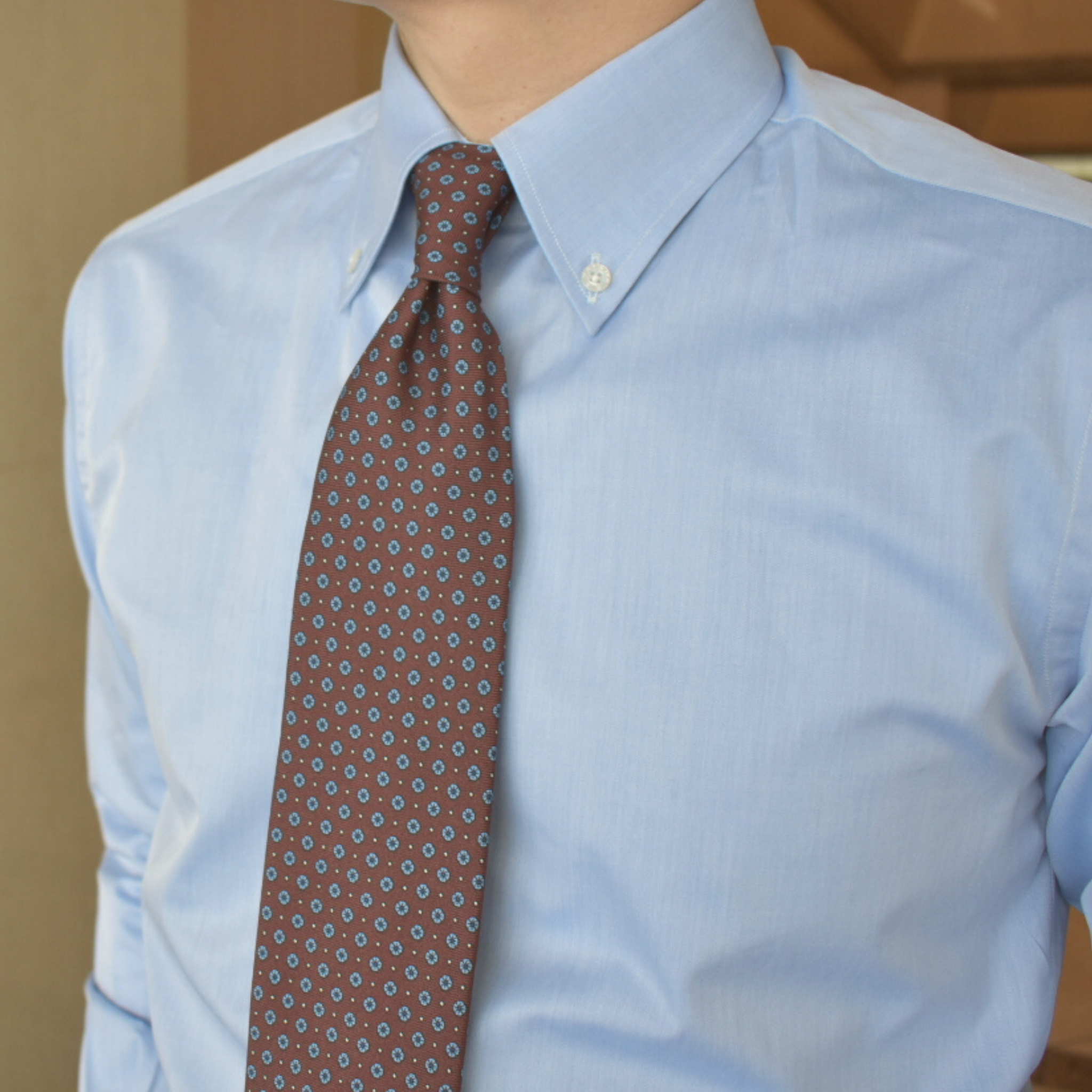 ボタンダウン/サックスブルーツイル