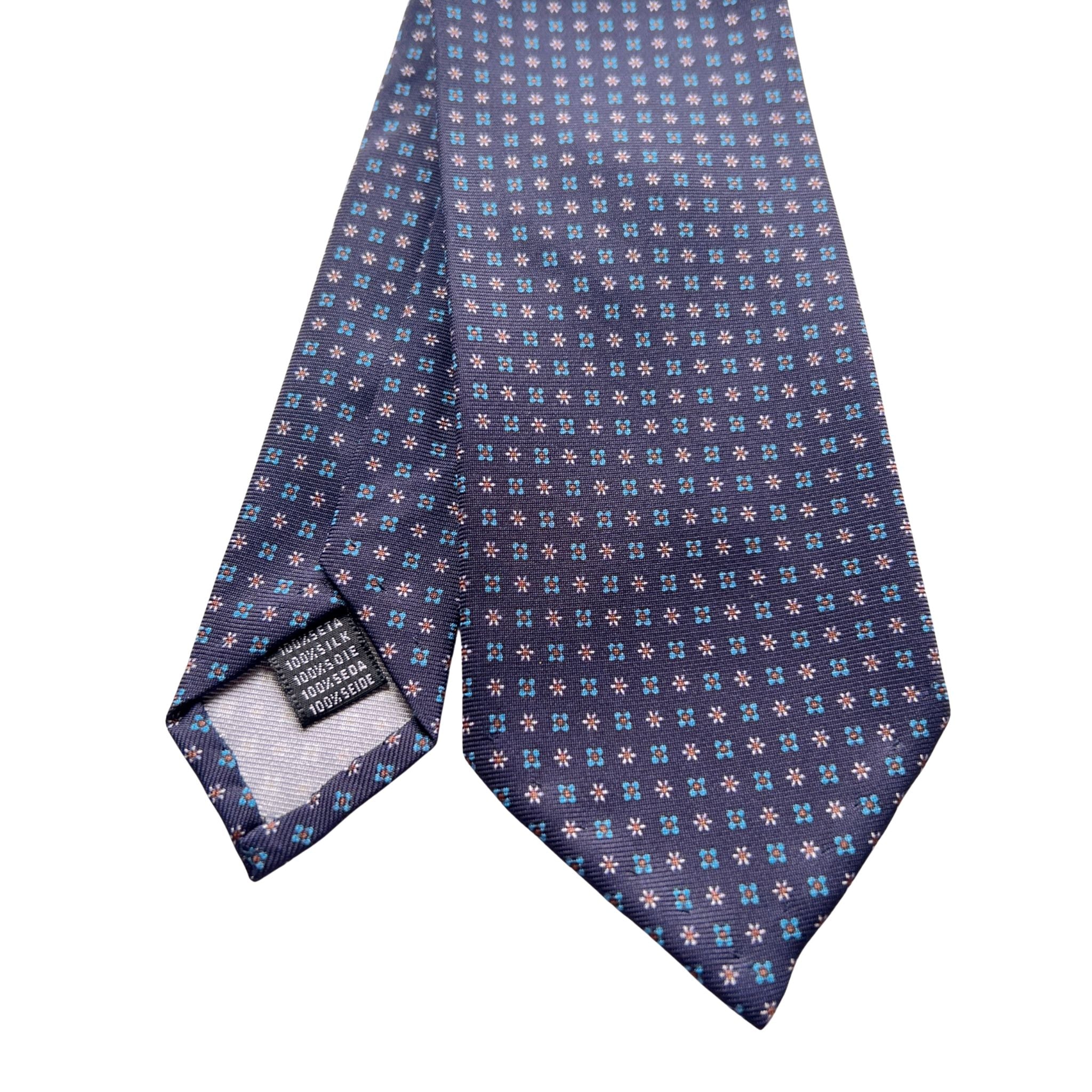 セッテピエゲ 小紋タイ ネイビー203 - オーダーシャツギフトなら