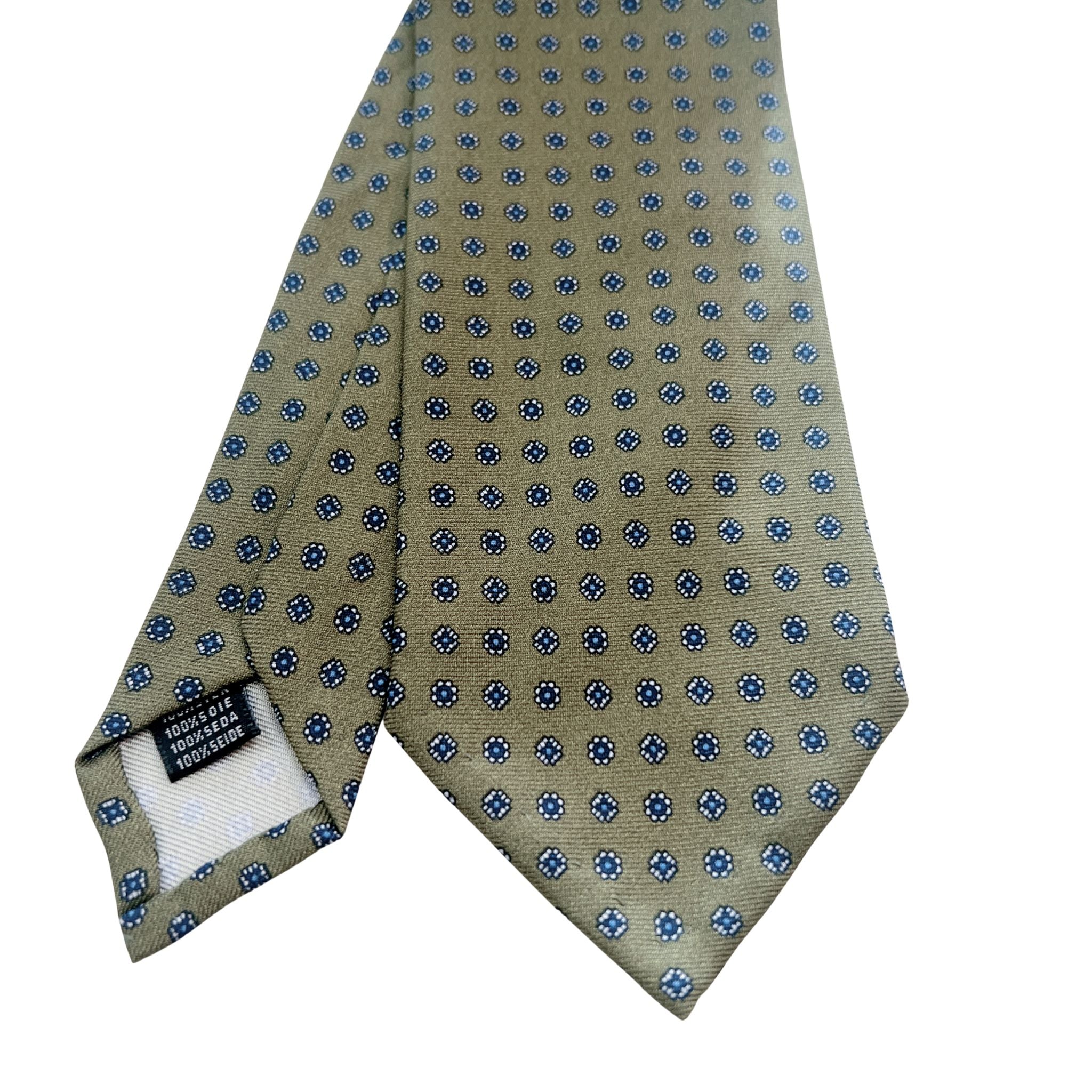 TIE YOUR TIE オリーブグリーン 小紋柄 セッテピエゲ Capri Floral Olive Green Tie | Silk Ties | The Tie Bar
