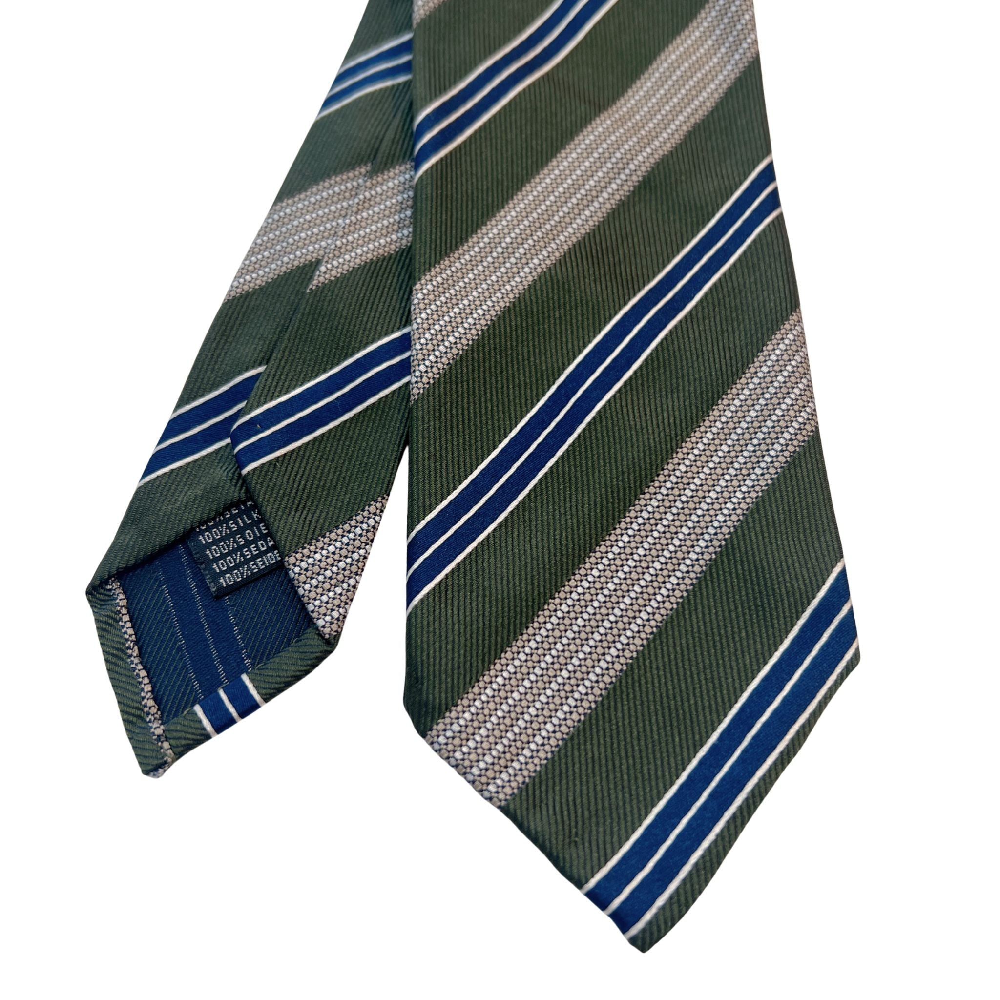 セッテピエゲ  ストライプタイ グリーン×ベージュ130