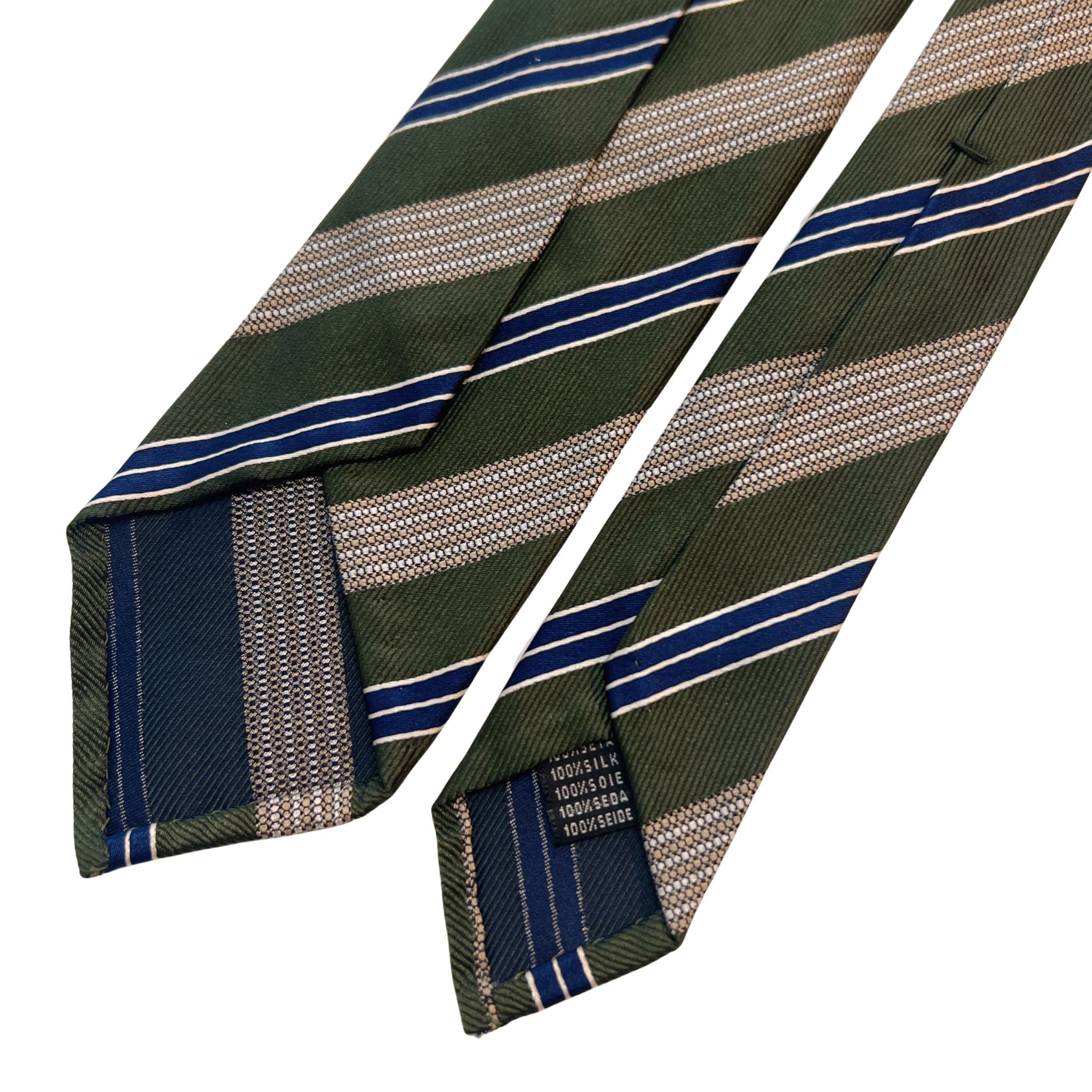 セッテピエゲ  ストライプタイ グリーン×ベージュ130