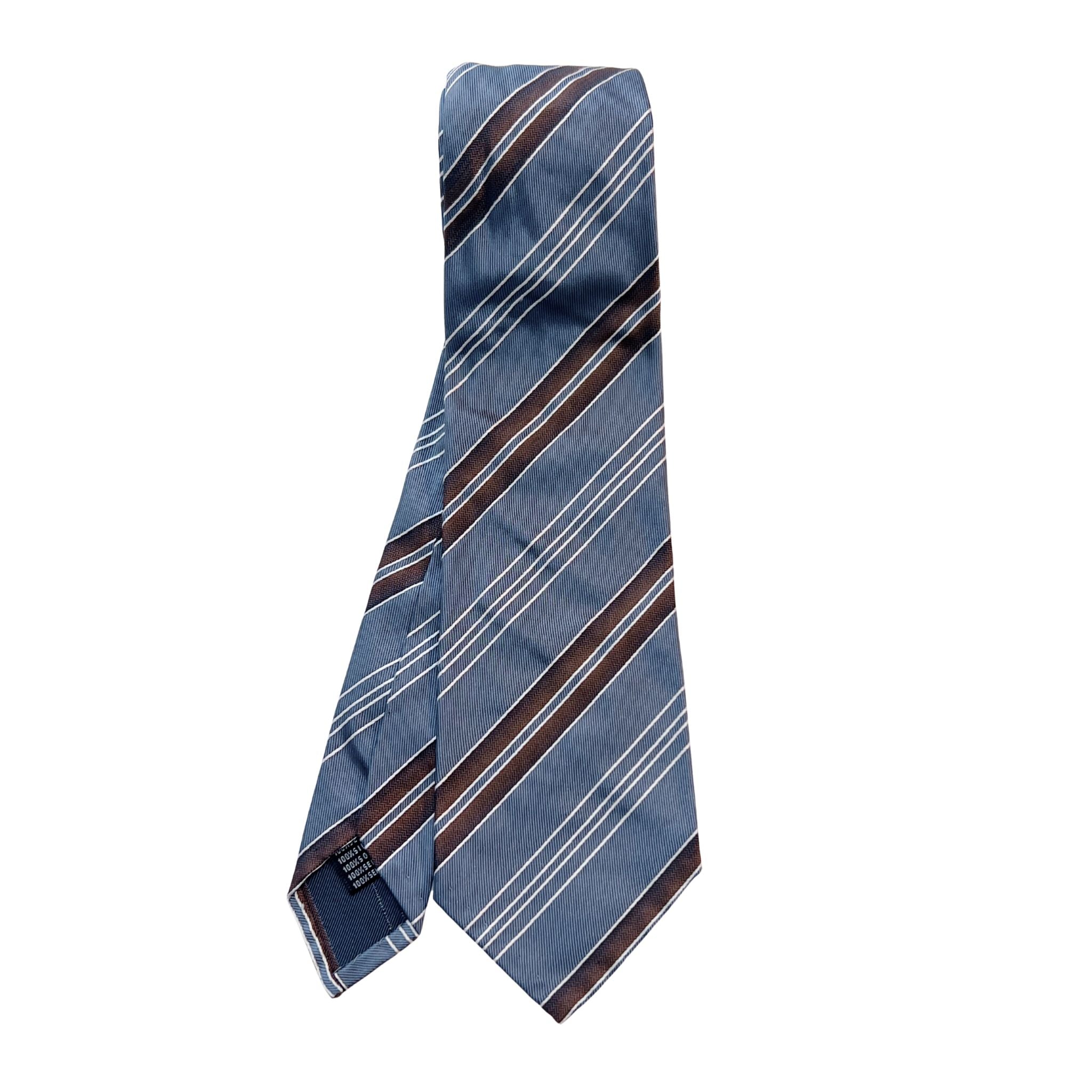 セッテピエゲ  ストライプタイ ブルーグレー×ブラウン128